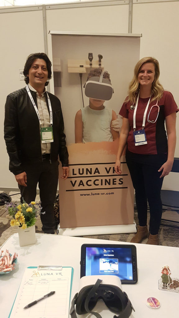 Stambol CEO Dogu Taskiran with Luna VR CEO Naomi Van Halteren at Luna VR booth