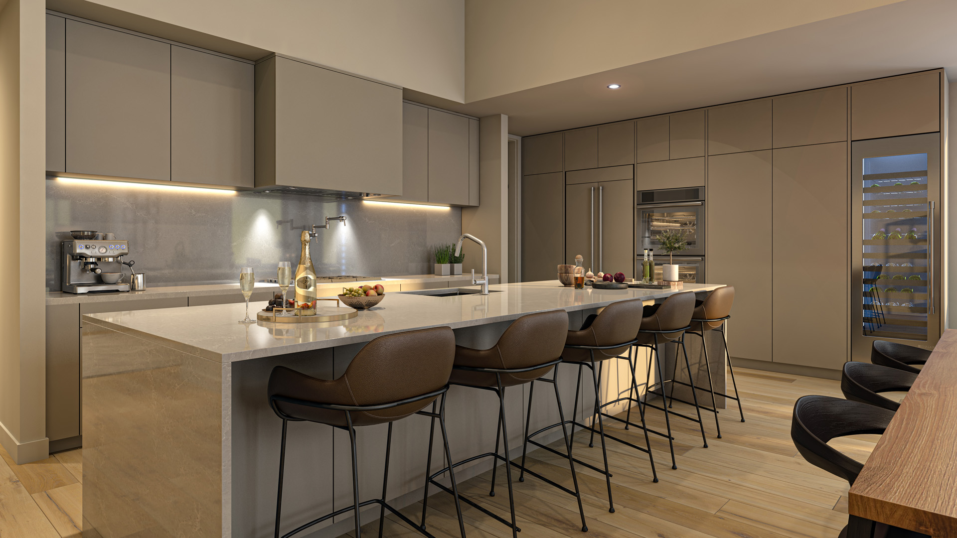 Kitchen Rendering from Pacific Point Unit A Penthouse