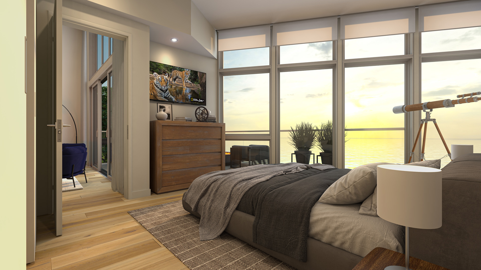 Bedroom Rendering from Pacific Point Unit A Penthouse